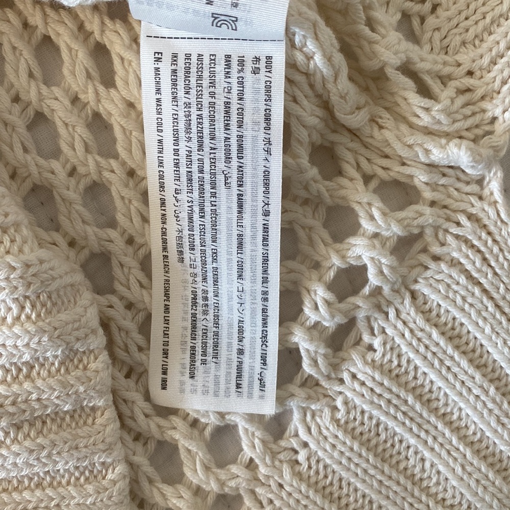 Abercrombie Long-Sleeve Crochet Mesh Knit Crew Top Sweater NWOT - Picture 8 of 11